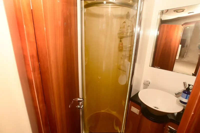 Slide: The Image of Luxurious bathroom in 2006 Sunseeker Manhattan 50 yacht with shower and sink. - 22