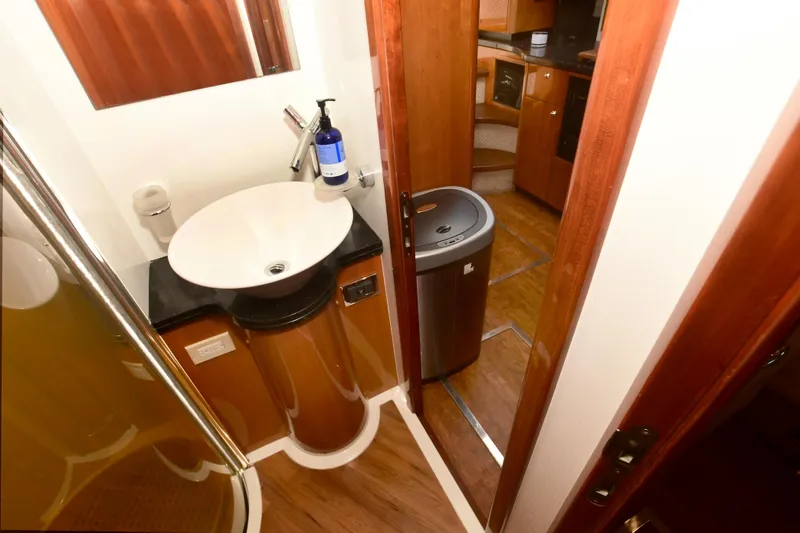 Slide: The Image of Luxurious bathroom interior of 2006 Sunseeker Manhattan 50 yacht with modern fixtures. - 24