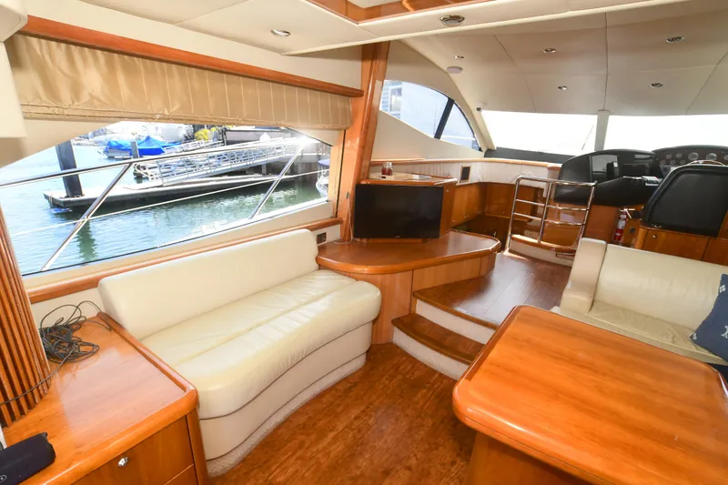 Slide: The Image of Luxurious interior of 2006 Sunseeker Manhattan 50 yacht with elegant wood finishes. - 8