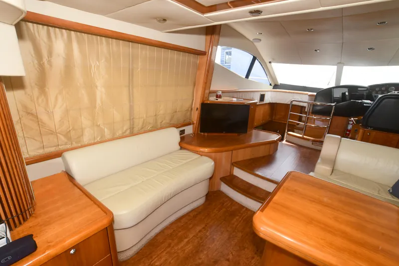 Slide: The Image of Luxurious interior of 2006 Sunseeker Manhattan 50 yacht with elegant wood finishes. - 9