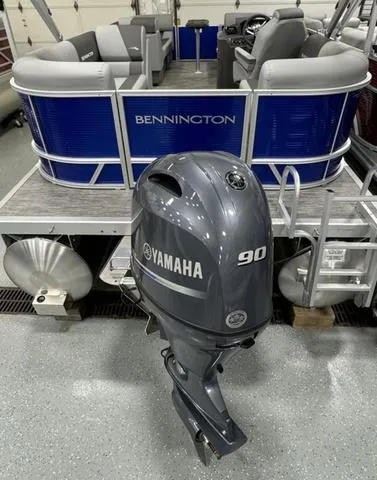 Slide: The Image of 2024 Bennington 20 SVSR pontoon boat with Yamaha 90 outboard motor. - 18