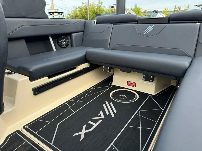 Slide: The Image of 2024 ATX Surf Boats 22 Type-S interior seating with sleek design and modern features. - 13