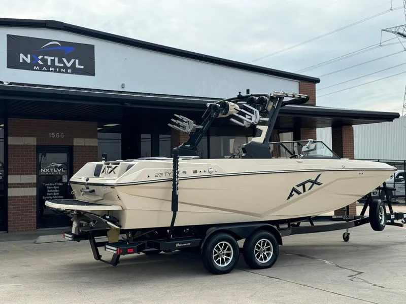 Slide: The Image of 2024 ATX Surf Boats 22 Type-S on trailer at NXT LVL Marine dealership. - 3