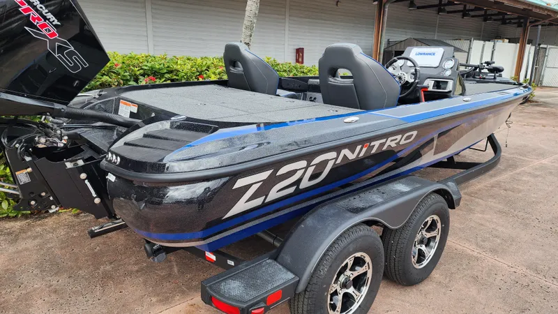 Slide: The Image of 2024 Nitro Z20 Pro bass fishing boat on a trailer. - 3