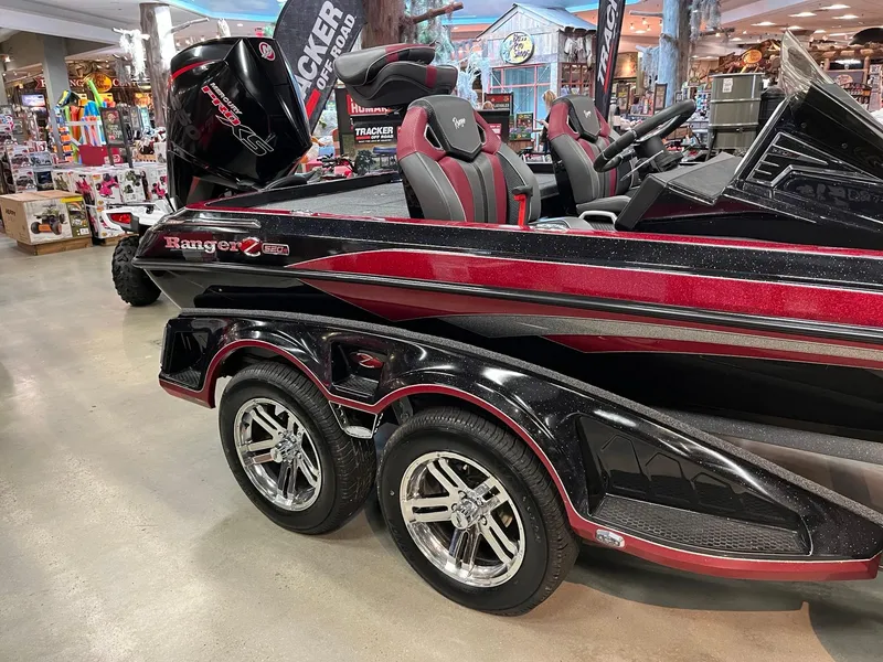 Slide: The Image of 2024 Ranger Z520R Ranger Cup Equipped boat on display in showroom. - 2