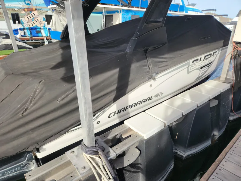 Slide: The Image of Covered Chaparral boat docked beside a 2008 Sumerset Houseboat 20' x 100'. - 36