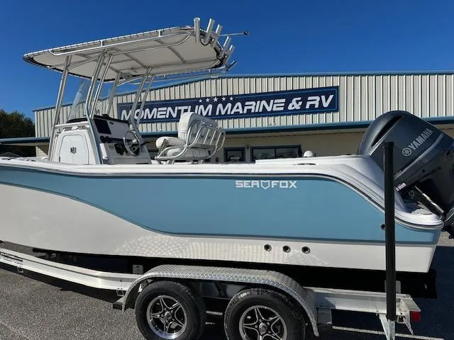 Slide: The Image of 2024 Sea Fox 248 Commander boat on trailer at Momentum Marine & RV. - 2