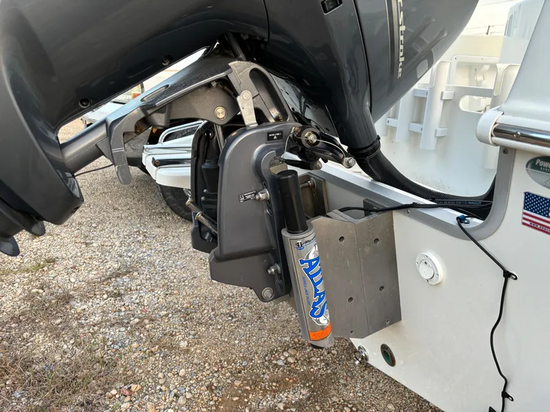 Slide: The Image of Outboard motor on 2021 KenCraft 21 boat, featuring hydraulic steering system. - 16