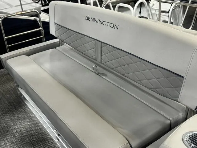 Slide: The Image of 2024 Bennington 23 LSB boat seat with quilted design and sleek upholstery. - 32