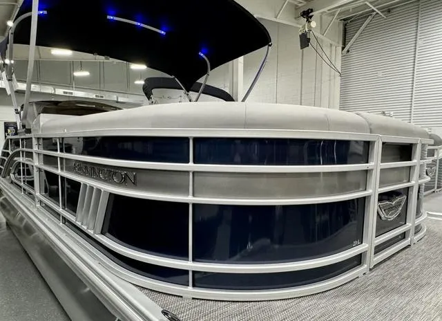 Slide: The Image of 2024 Bennington 23 LSB boat interior with luxurious seating and modern design. - 6