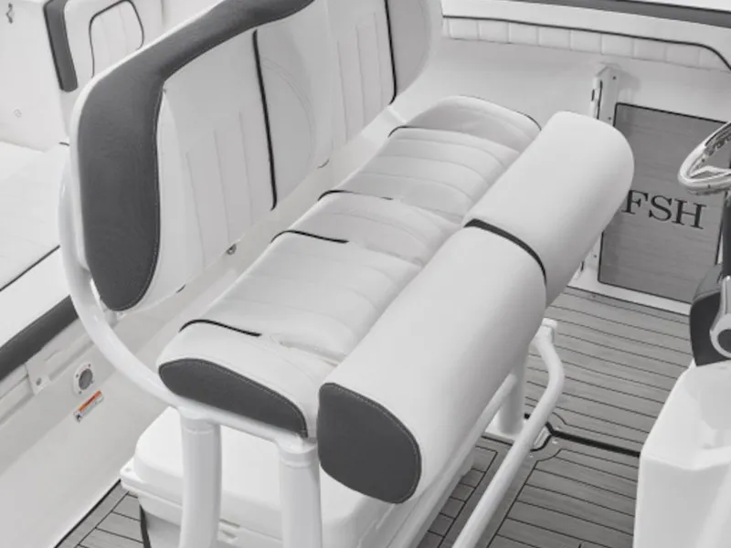 Slide: The Image of 2024 Yamaha Boats 255 FSH Sport E interior seating and console. - 6