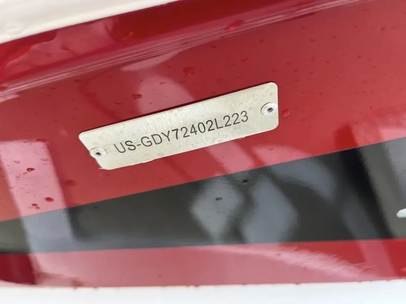 Slide: The Image of Hurricane SS185-OB 2023 boat hull identification number (HIN) plate. - 18
