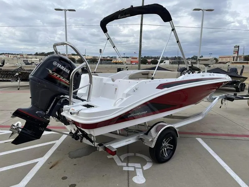 Slide: The Image of 2023 Hurricane SS185-OB boat with Yamaha outboard motor on trailer. - 4