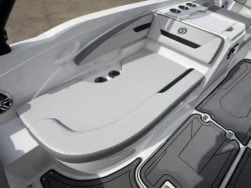 Slide: The Image of 2023 Hurricane SS205-IO 4.5 MPI boat interior with seating and cup holders. - 12