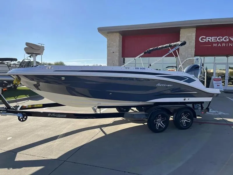 Slide: The Image of 2023 Hurricane SS205-OB boat on trailer at Gregg's Marine dealership. - 5