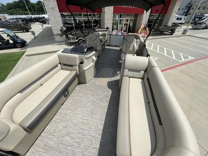 Slide: The Image of 2023 Godfrey Sweetwater 2286SB pontoon boat with spacious seating and modern design. - 9