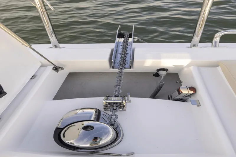 Slide: The Image of Aquila 36 Sport 2024 boat anchor system with chain and winch. - 16