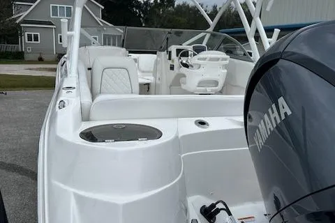 Slide: The Image of 2024 Sea Fox 228 Traveler boat with Yamaha engine, white interior, and modern design. - 4