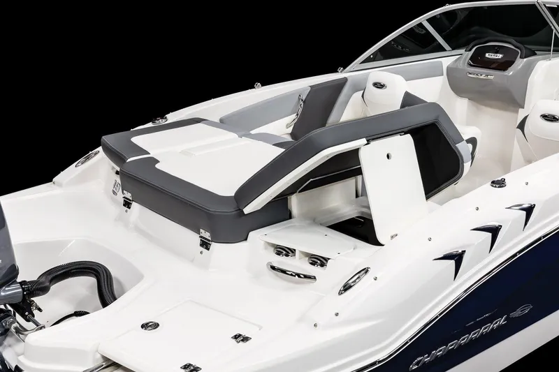 Slide: The Image of 2024 Chaparral 19 SSi OB boat with Yamaha 115 outboard motor, rear seating view. - 14
