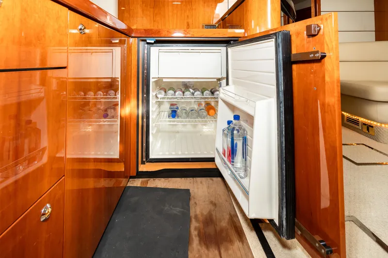 Slide: The Image of Open refrigerator in the 2007 Sunseeker Portofino 47 yacht kitchen. - 34
