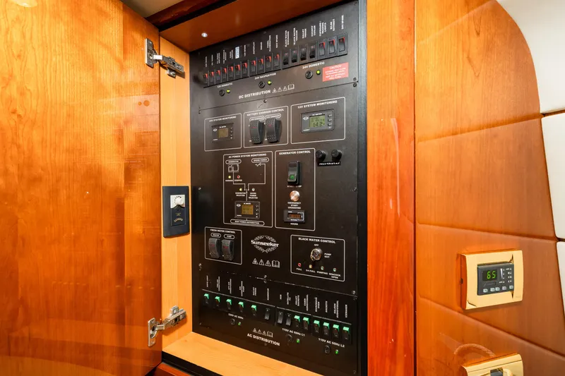 Slide: The Image of Electrical control panel inside a 2007 Sunseeker Portofino 47 yacht. - 40
