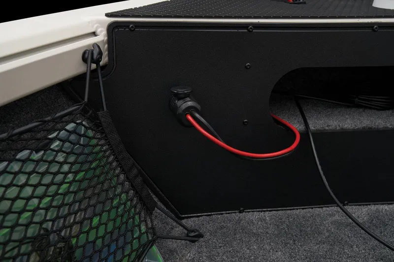 Slide: The Image of 2024 Ranger VS1882SC Angler boat interior wiring and storage compartment. - 17
