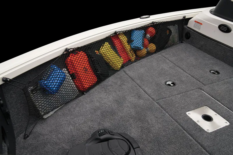 Slide: The Image of 2024 Ranger VS1882SC Angler boat storage compartment with safety gear. - 18