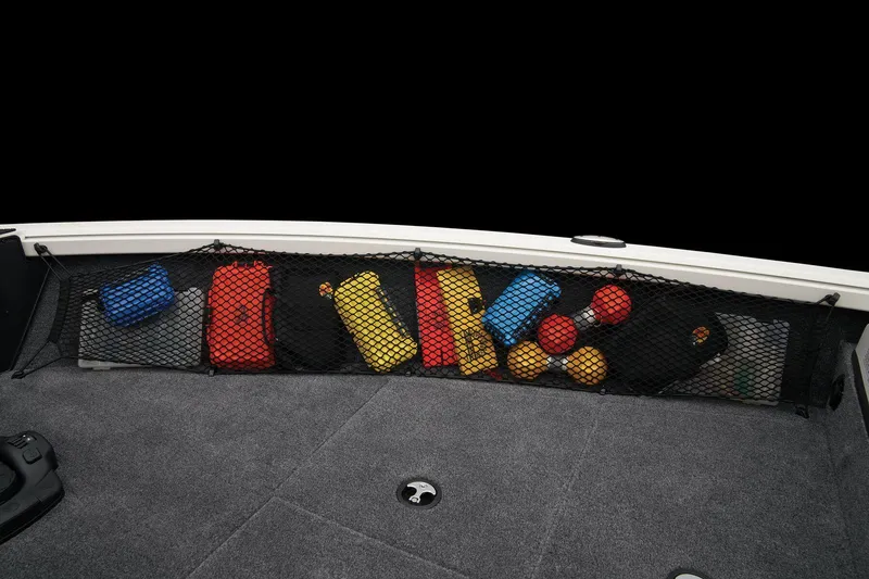 Slide: The Image of 2024 Ranger VS1882SC Angler boat storage net with colorful gear. - 20