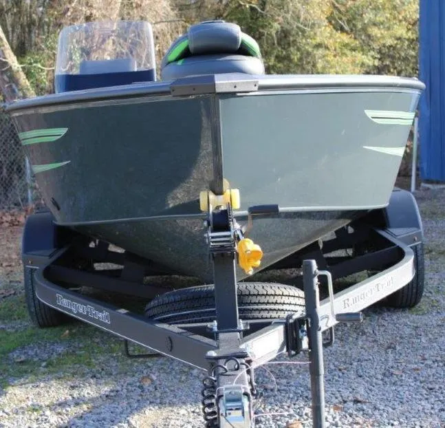 Slide: The Image of 2024 Ranger VS1882SC Angler boat on trailer, front view. - 3