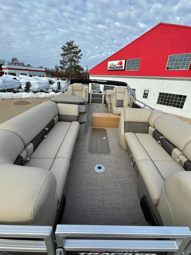 Slide: The Image of 2024 Sun Tracker Party Barge 22 XP3 pontoon boat with spacious seating. - 3