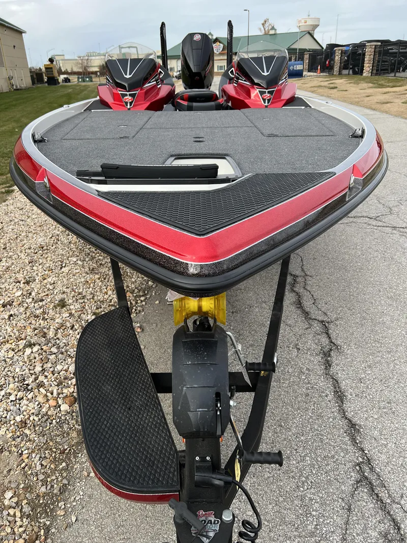 Slide: The Image of 2024 Ranger Z521R bass boat on trailer, front view. - 2