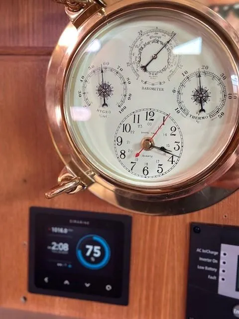 Slide: The Image of Brass barometer and digital display on Catalina 470 yacht, 2009 model. - 32