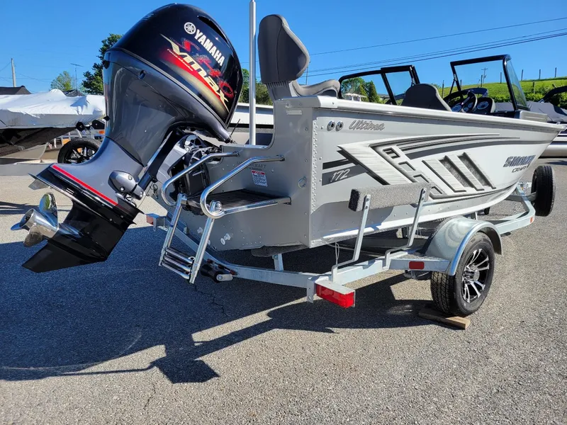 Slide: The Image of 2024 Smoker Craft Ultima 172 boat with Yamaha 115 engine on trailer. - 16
