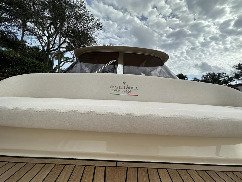 Slide: The Image of Fratelli Aprea Sorrento Cabinatto 32, 2023 model, luxury boat with elegant seating. - 43
