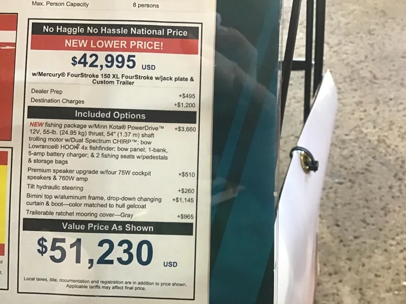 Slide: The Image of 2024 Tahoe 200 S price list with included options and total value price. - 41