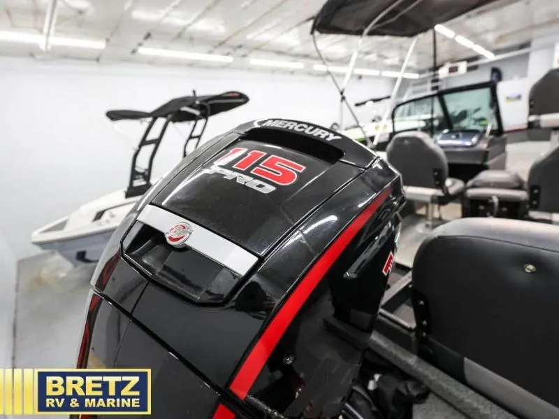 Slide: The Image of 2024 Fishing Machine 1775 WT with Mercury 115 Pro outboard motor in showroom. - 8