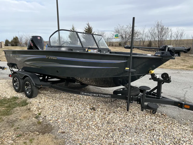 Slide: The Image of 2024 Ranger VX1788 WT fishing boat on a trailer. - 3
