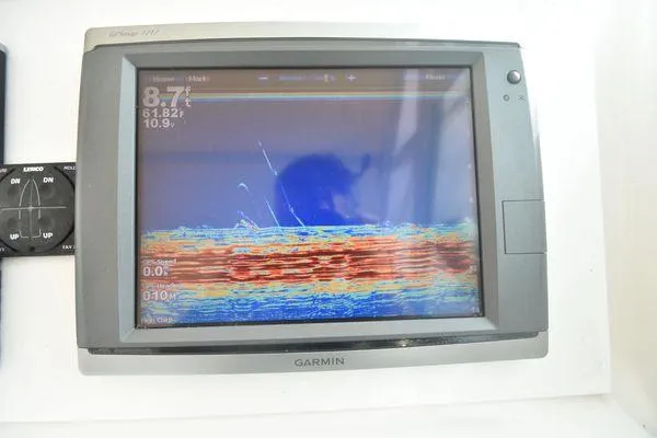 Slide: The Image of Garmin marine display on 1991 Tiara Yachts 4300 Open, showing sonar data. - 29
