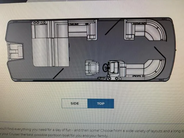 Slide: The Image of Top view layout of 2024 Harris Cruiser 210 CS pontoon boat. - 22