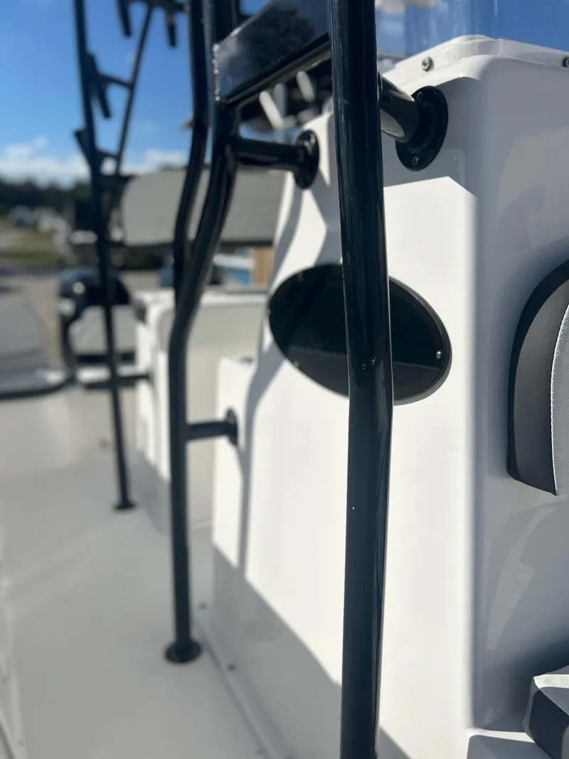 Slide: The Image of 2022 Clearwater 2300 boat deck with seating and railing. - 11