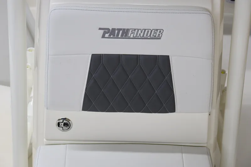 Slide: The Image of 2024 Pathfinder 2200 TRS boat seat with logo and diamond-stitched upholstery. - 30