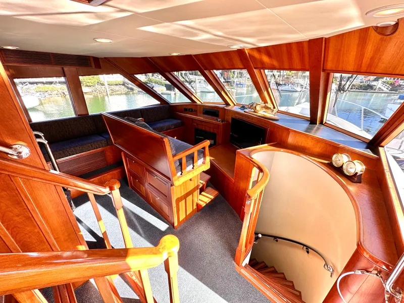 Slide: The Image of Interior of 2009 Little Hoquiam 68 Long Range Sportfisher with wooden finishes and panoramic windows. - 36