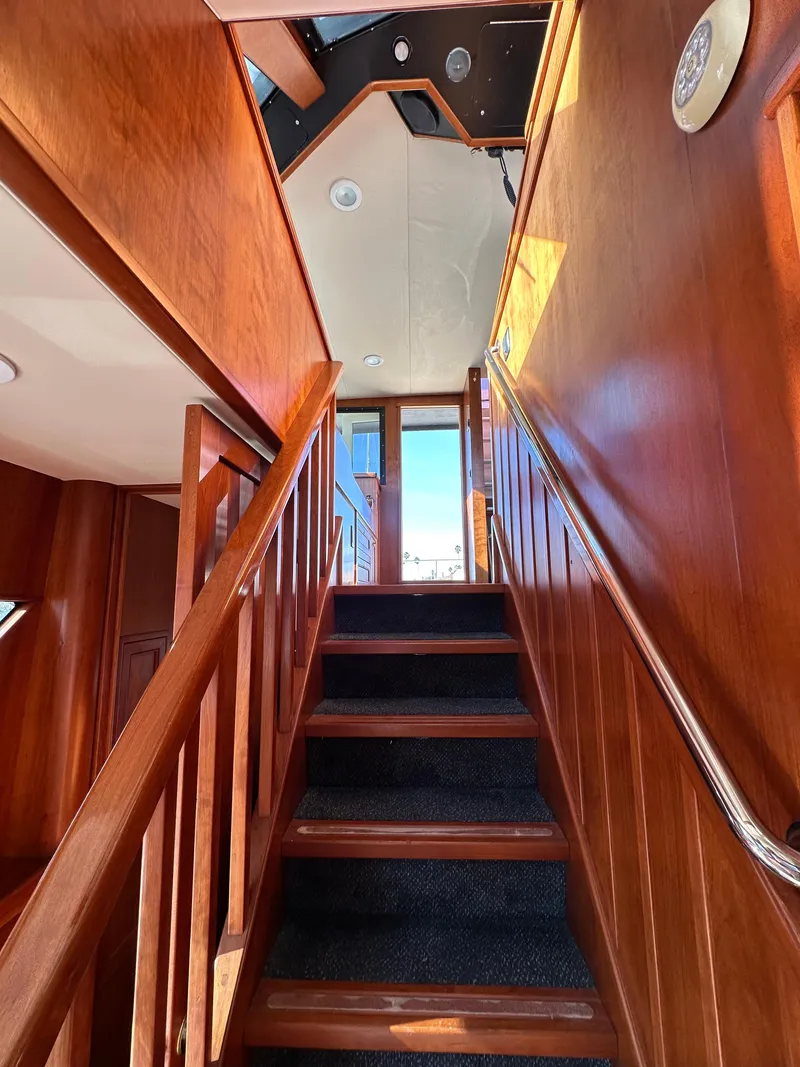 Slide: The Image of Staircase inside 2009 Little Hoquiam 68 Long Range Sportfisher yacht with wooden interior. - 41