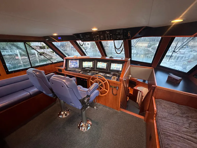 Slide: The Image of Interior of 2009 Little Hoquiam 68 Long Range Sportfisher with navigation equipment. - 44