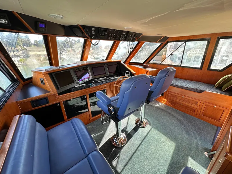 Slide: The Image of Interior of 2009 Little Hoquiam 68 Long Range Sportfisher with navigation equipment and seating. - 45