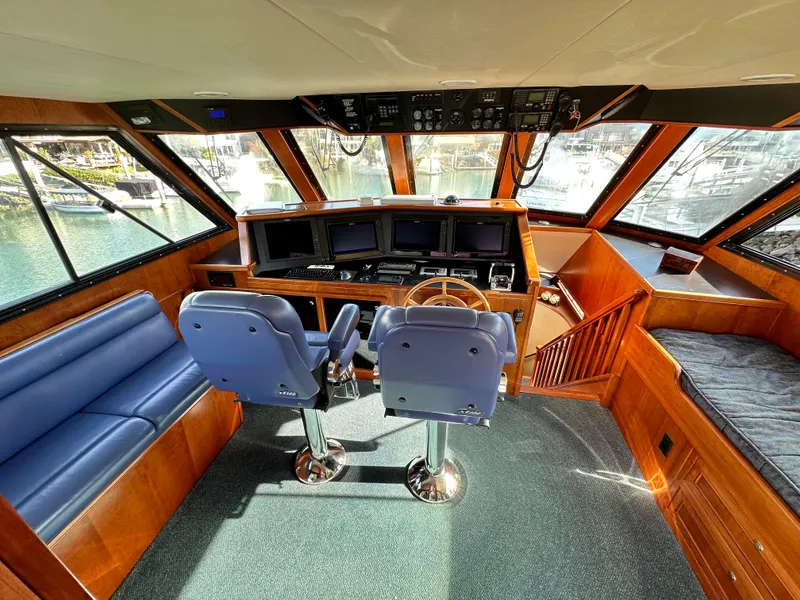 Slide: The Image of Interior helm of 2009 Little Hoquiam 68 Long Range Sportfisher with navigation equipment. - 47