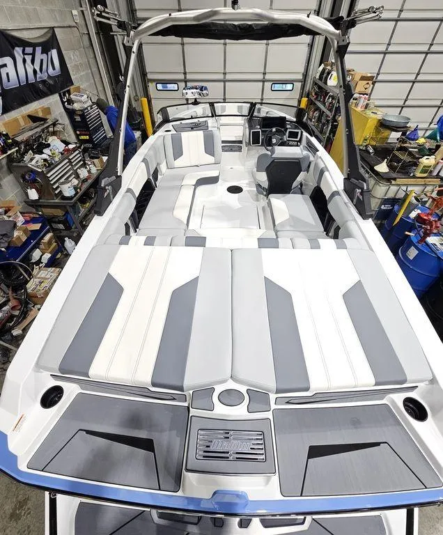 Slide: The Image of 2024 Malibu 21 LX-R boat interior in a workshop. - 6