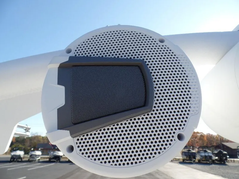 Slide: The Image of Close-up of Axis A245 2024 speaker on a boat, showcasing modern design and technology. - 23