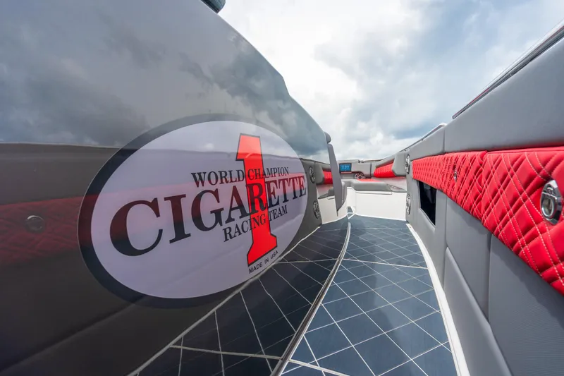 Slide: The Image of 2025 Cigarette 42 Nighteagle boat with World Champion Racing Team logo. - 19