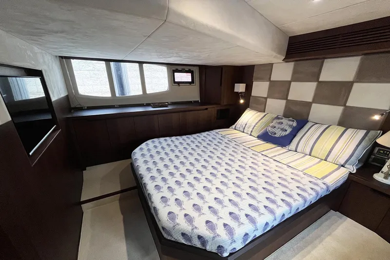 Slide: The Image of Luxurious bedroom interior of 2017 Galeon 445 HTS yacht with modern decor. - 30